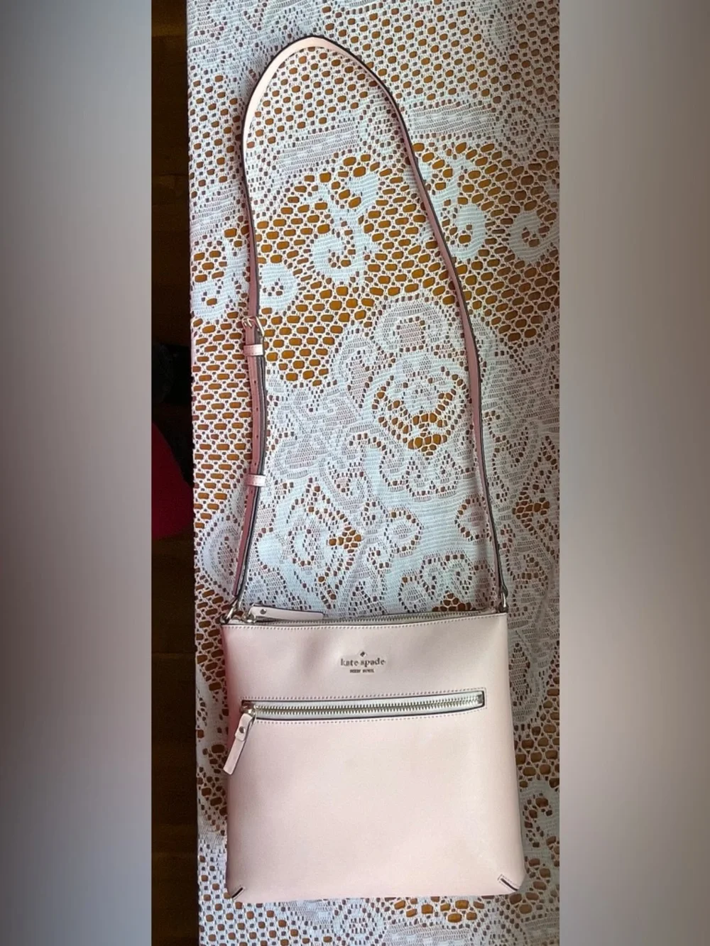kate spade- Laurel Way- Saffiano Leather Crossbody Chalk Pink (VGUC)- purse